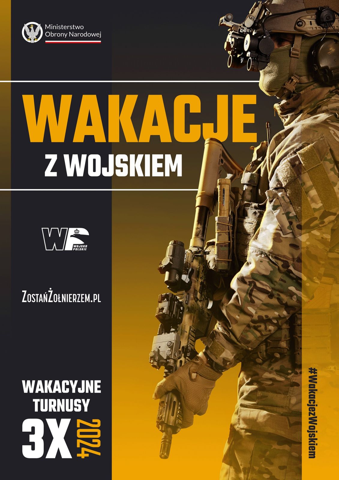 plakat dotyczący wakacji z wojskiem